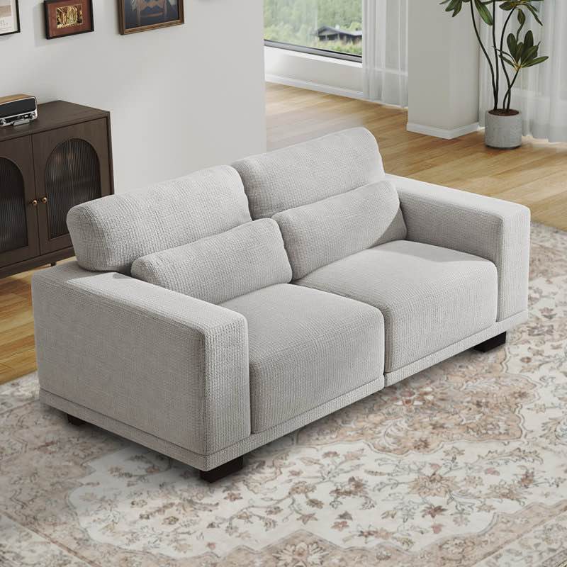 modern sofa with removable washable linen fabric cover, upholstered couch with deep seats and wide armrests for living room (incomplete only box #2) 