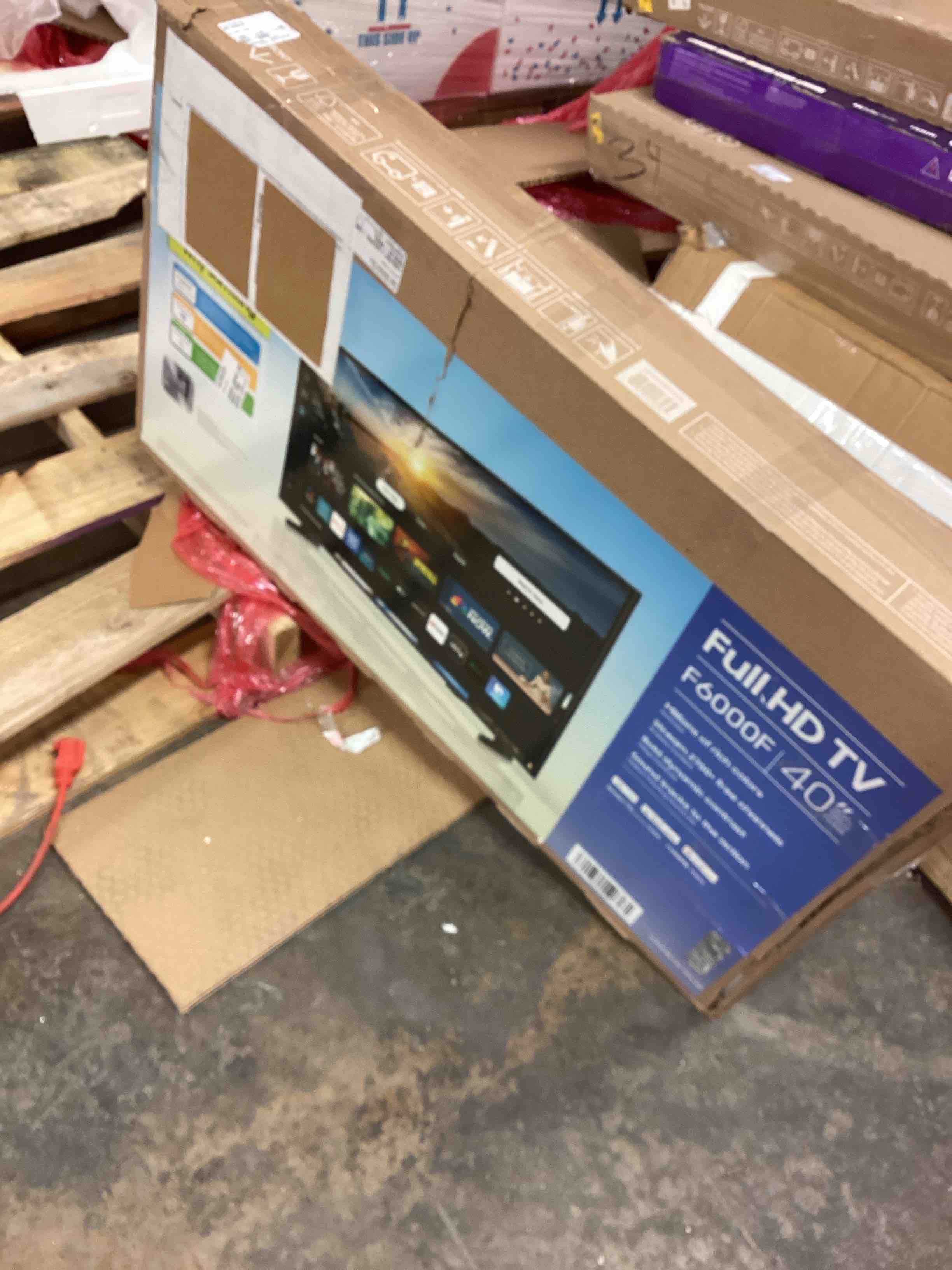 Condition photo showing As Is for samsung 40-inch class full hd f6000 smart tv (2025 model) hdr, object tracking sound lite, knox security, one ui tizen, smart tv, ( broken screen ) 