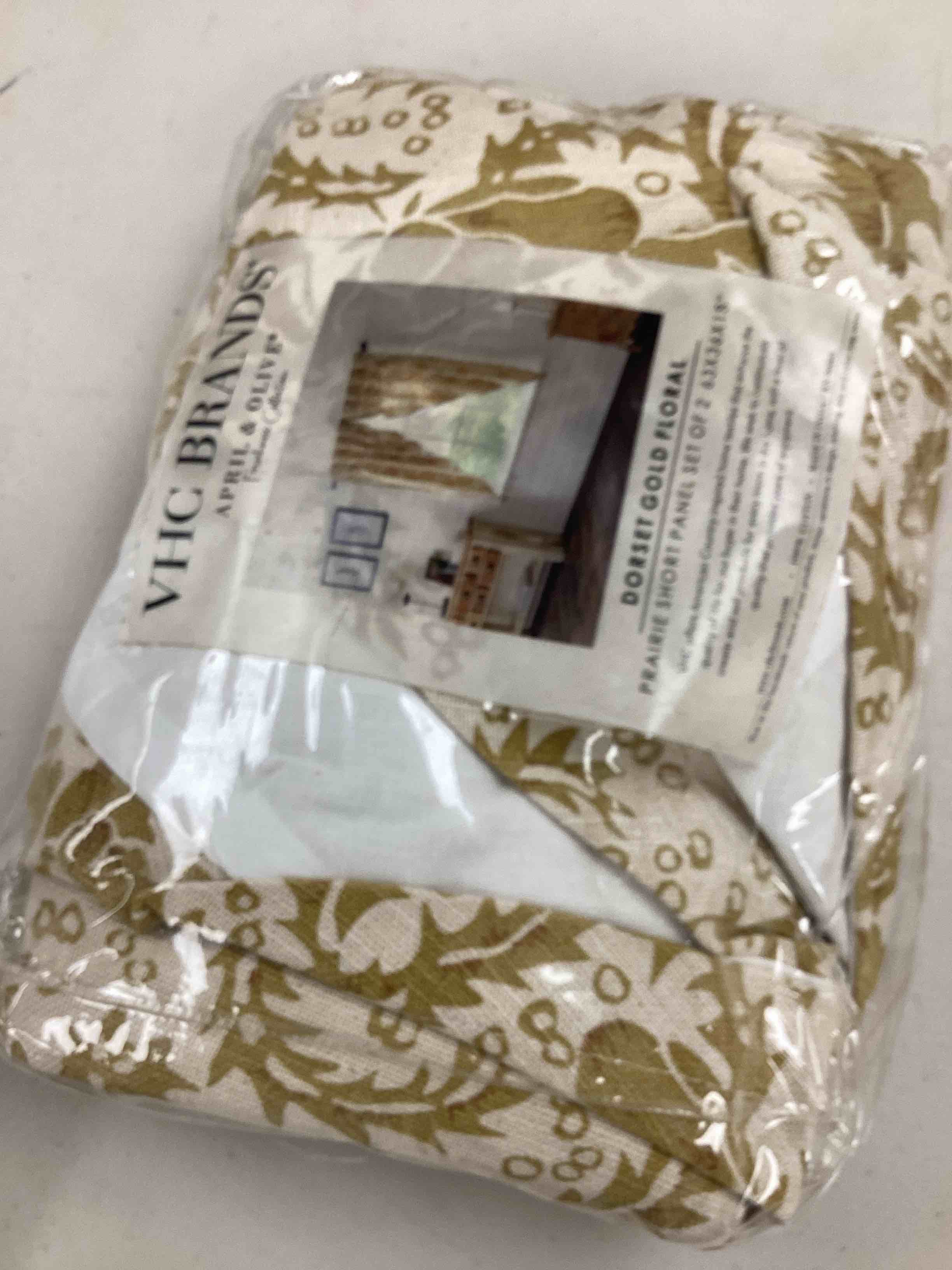 Condition photo showing Good Condition for vhc brands dorset farmhouse prairie curtain panels floral gold 63x36x18 set of 2