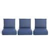 PlushCore 24 in. x 24 in. x 6 in. 6-Piece Deep Seating Outdoor Couch Thick Cushion Set in Blue (3-Set)
