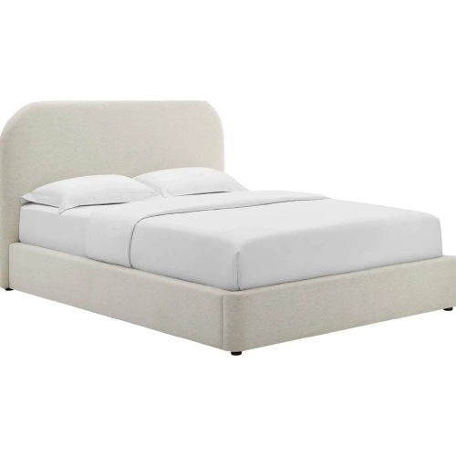 Modway Keynote Curved Full Platform Bed in Ivory Heathered Weave Fabric MOD-7138-HEI (Box 2 of 2 only) 