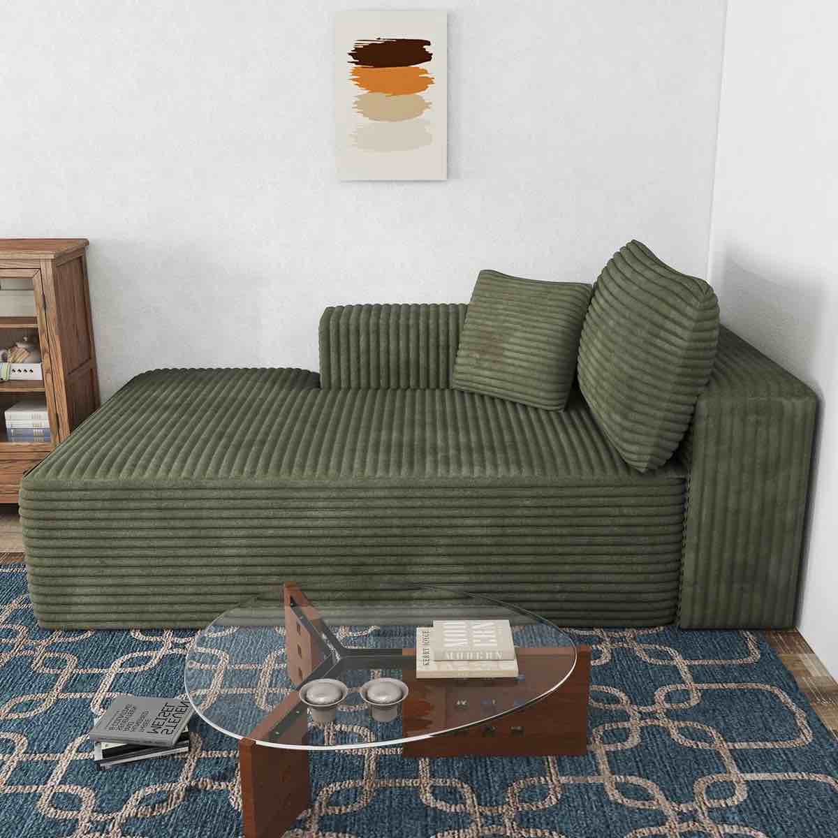 36" Compression Cloudy Corduroy Chaise with Deep Seat, No Assembly Required, for Living Room Bedroom