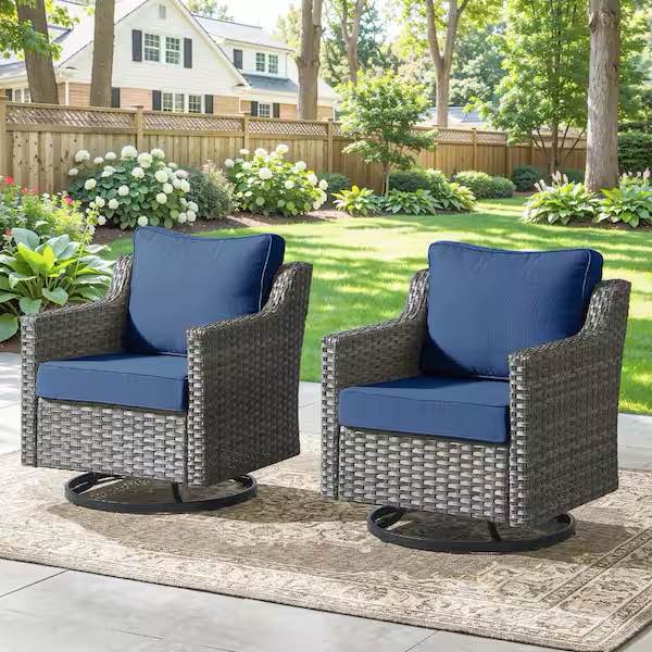 Brown Wicker Outdoor Rocking Chair Set Patio 2 pcs 