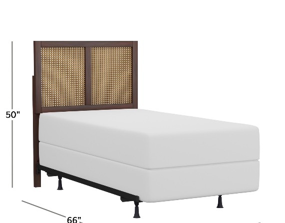 Hillsdale Furniture Serena Wood and Cane Panel Twin Headboard with Bed Frame, Chocolate (Panel only)
