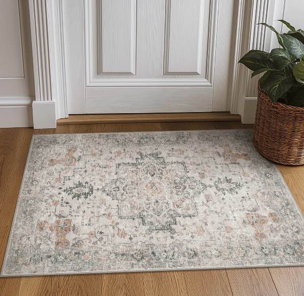 KUETH Modern Area Rug Non Slip Hallway Runner Rug, Low Pile Machine Washable Rugs for Entryway, Hallway, Kitchen and Corridor, Light Taupe Brown