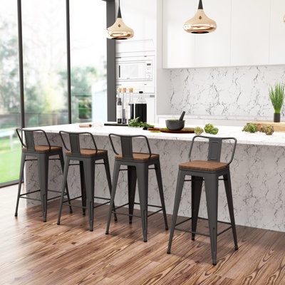 saleh counter stool with metal frame (set of 4)