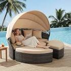 sectional outdoor wicker rattan daybed with a retractable canopy (incomplete 1 box of 3 only) (box # 1)