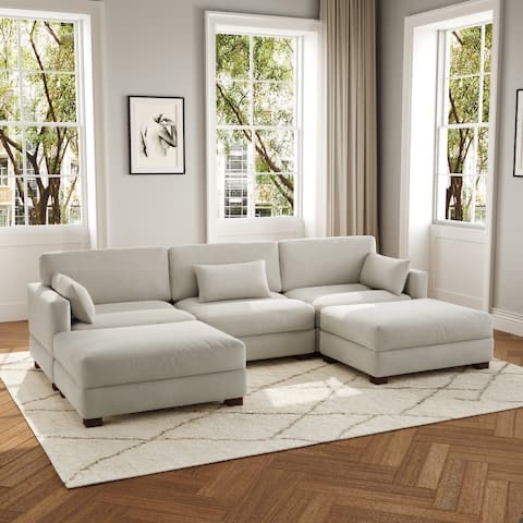 5-Piece U Shaped Couch Modular Sectional Sofa with Ottoman (incomplete 1 box of 4 only) (# 4) (model similar from stock photo)