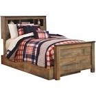 twin trundle bed with bookcase headboard, rustic brown (incomplete one box of two only) ( model similar from stock photo)