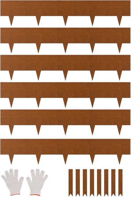 vevor steel landscape edging, 6 packs 40 x 8 in weather-resistant & pre-rust metal landscape edging, bendable garden edging border, shark spike, lawn edging for flower bed yard pathway divider