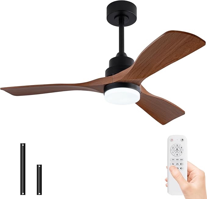 42 inch ceiling fans with lights and remote, abs blades, dimmable and quiet reversible dc motor, brown modern ceiling fan with light for outdoor indoor bedroom living room (similar)