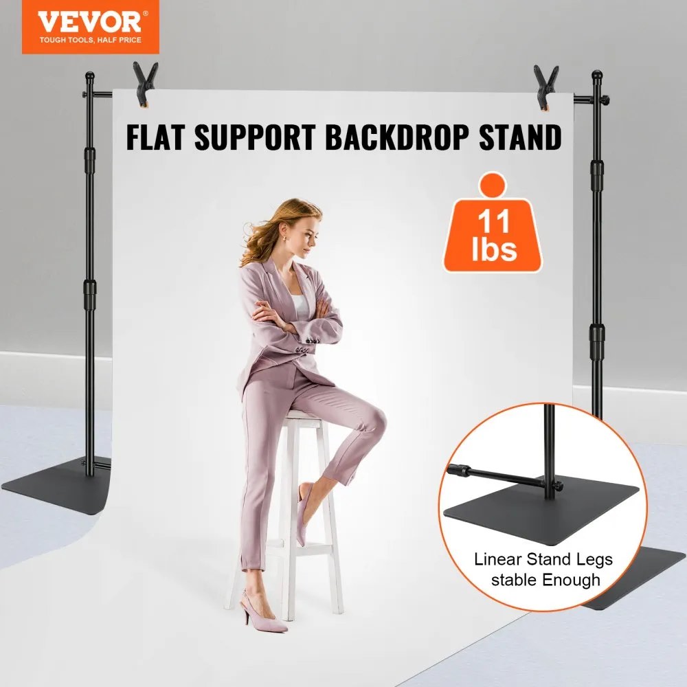 vevor 10ft x 10ft pipe and drape kit, heavy duty backdrop stand with carbon steel base, adjustable backdrop support with 6 clamps and a carry bag for wedding, party, event, photography, and exhibition