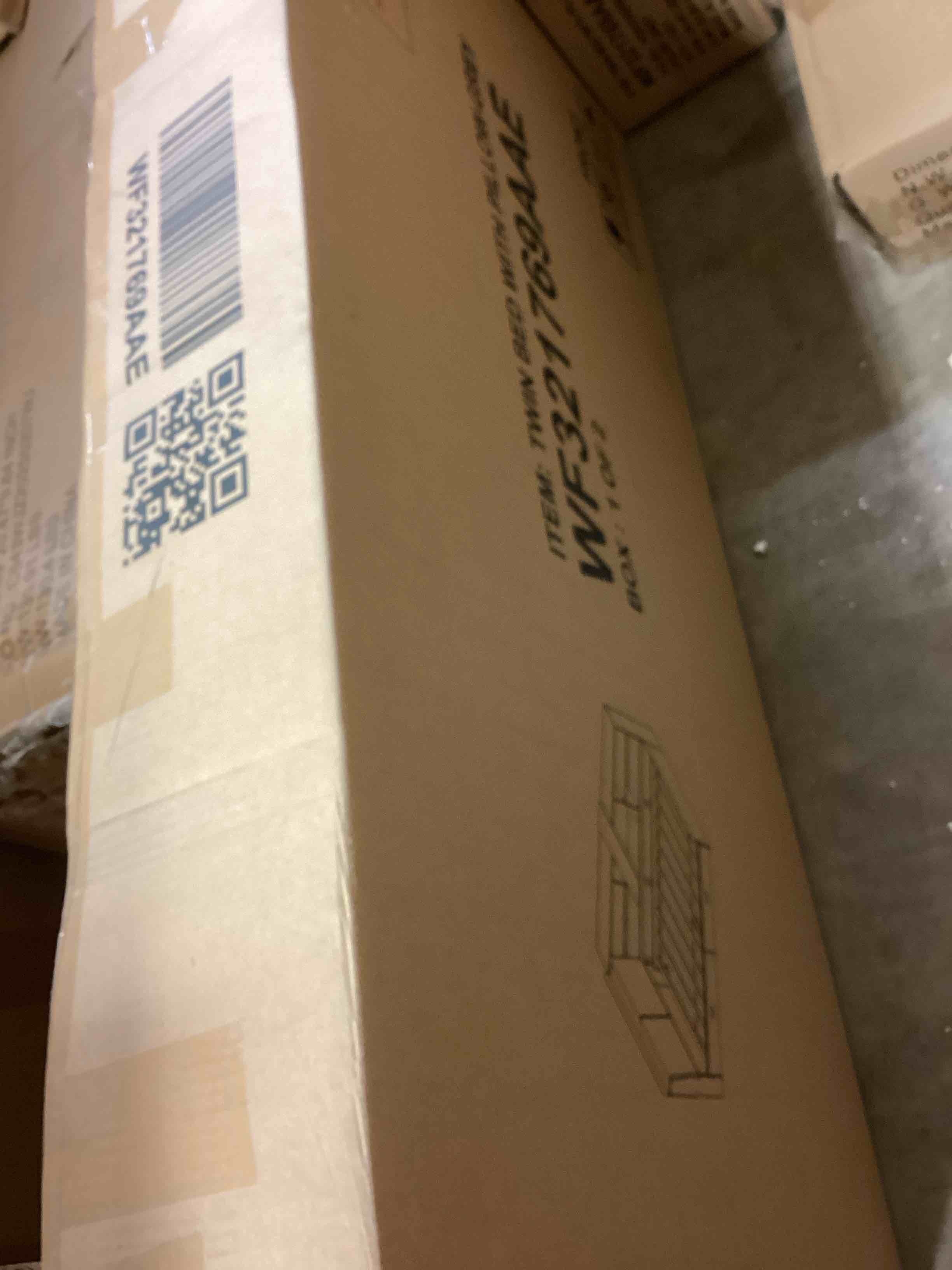 Condition photo showing Good Condition for platform bed with storage headboard,wood bed frame with shelves and 2 drawers for bedroom,no box spring required (antique gray, twin) (incomplete one box of two only) (box # 1 only) 