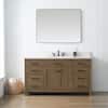 Jasper 60 in. W x 22 in. D Bath Vanity in Textured Natural with Engineered Stone Top in Carrara White with White Sink (pickup 2-boxes)