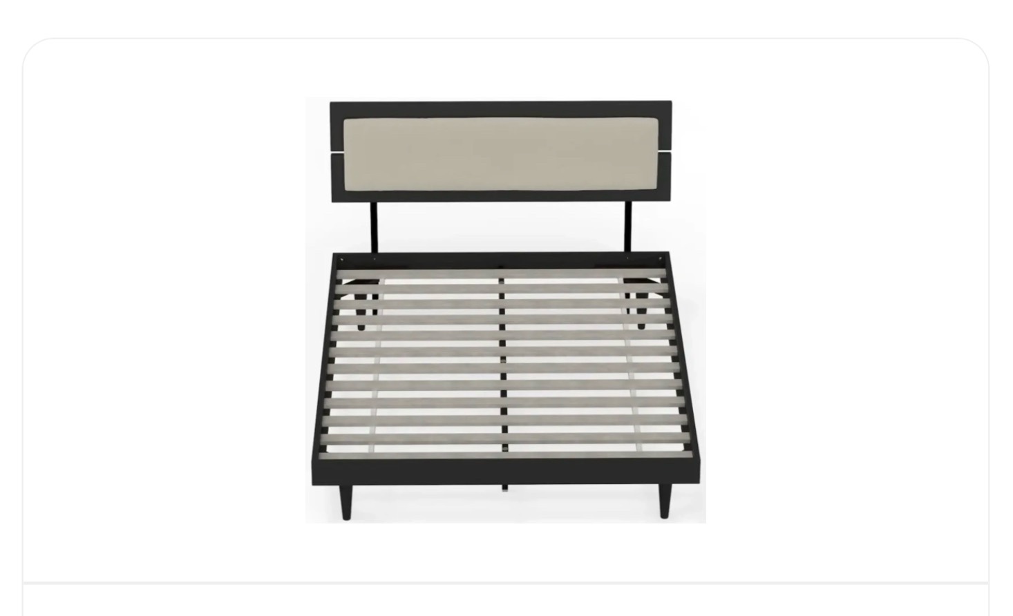 twin wooden bed with taupe cushion,black