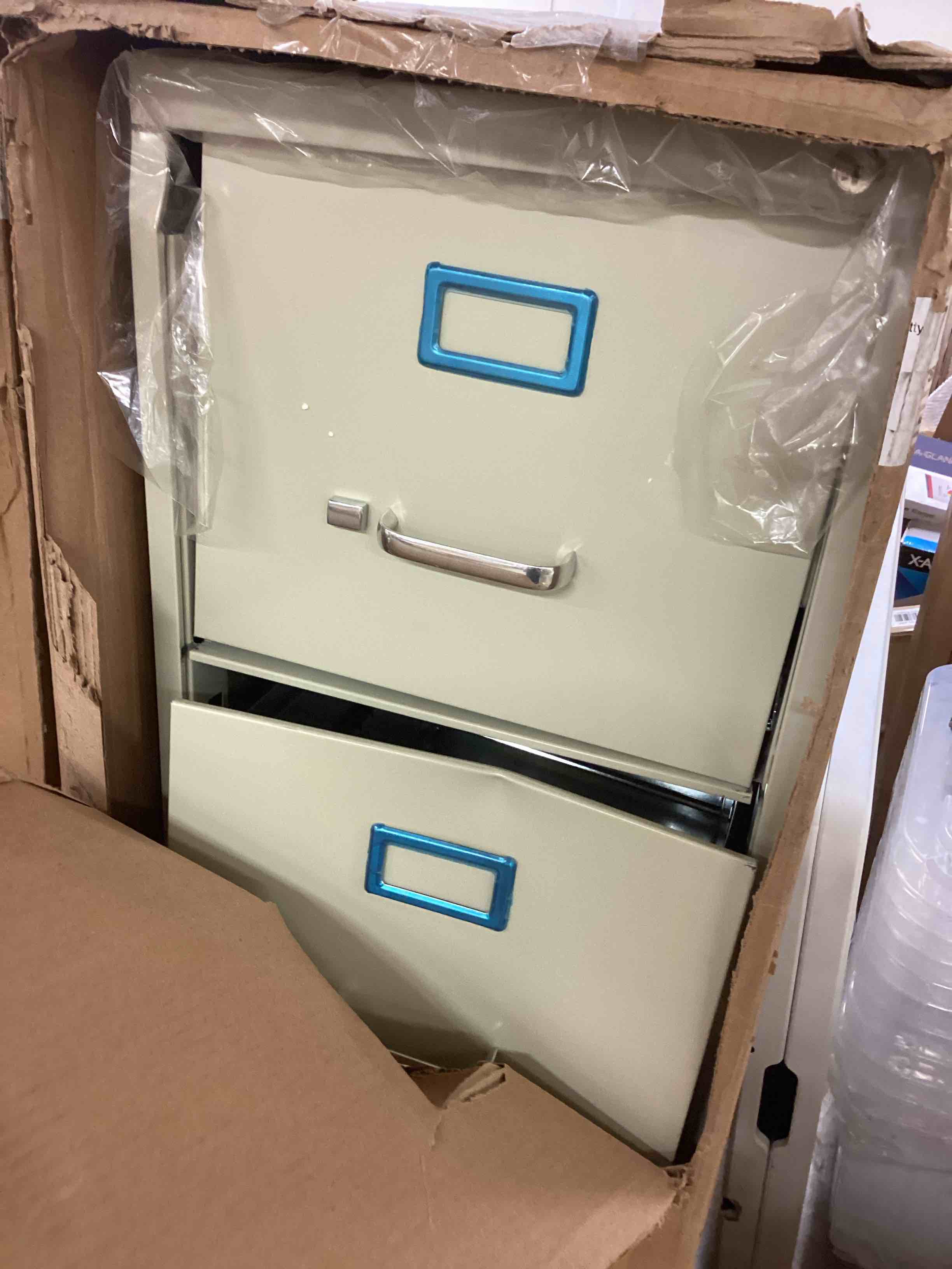 Condition photo showing As Is for 4-drawer vertical file cabinet ltr beige 22d