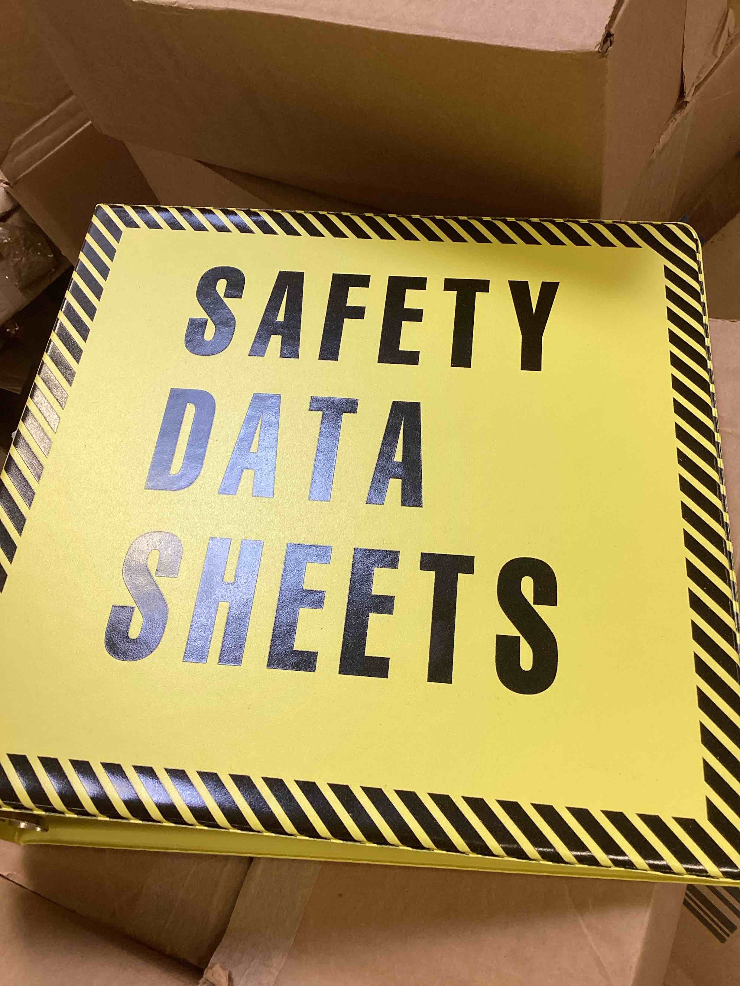 Condition photo showing New/Like New for yellow safety data sheet binder 2-pack