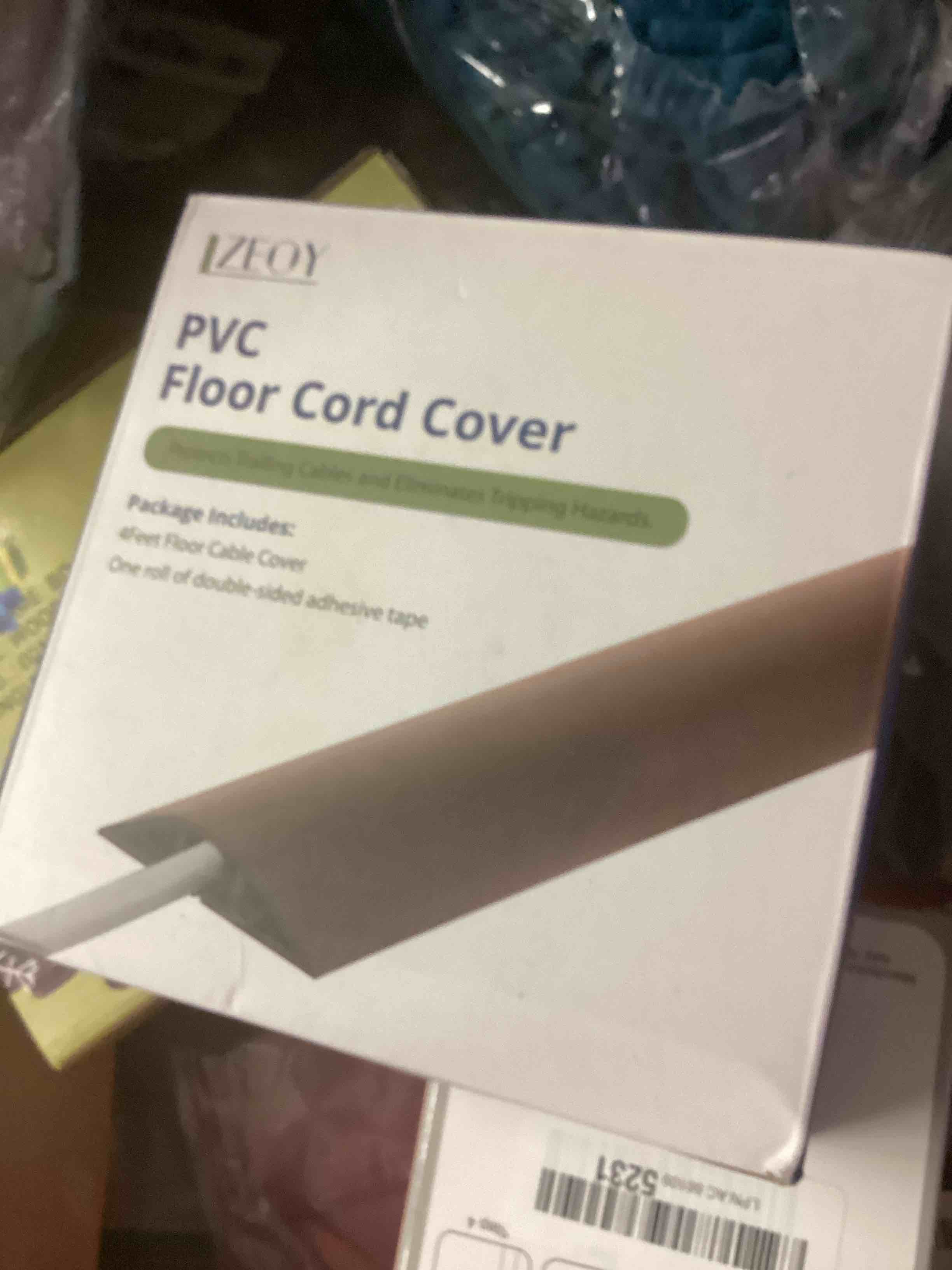 Condition photo showing New/Like New for floor cord cover 4ft, walnut wood cord hider floor, soft pvc cord protector floor, hide extension floor wire covers for cords, organizer wires floor cable cover, cable cavity: 0.47" (w) x 0.24" (h) dark drown w2" × l4'