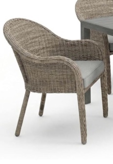 DWVO Wicker Sofa Chair, Single Bistro Armchair with Weatherproof Cushions, Outdoor Dining Chair for Outdoor, Indoor 