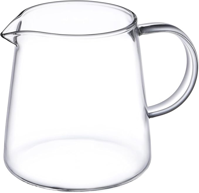 Small Glass Pitcher 8.5 oz, Glass Creamer with Spout, Clear Borosilicate Milk Pitcher for Coffee Bar and Tea, Microwave and Dishwasher Safe Mini Cream Server