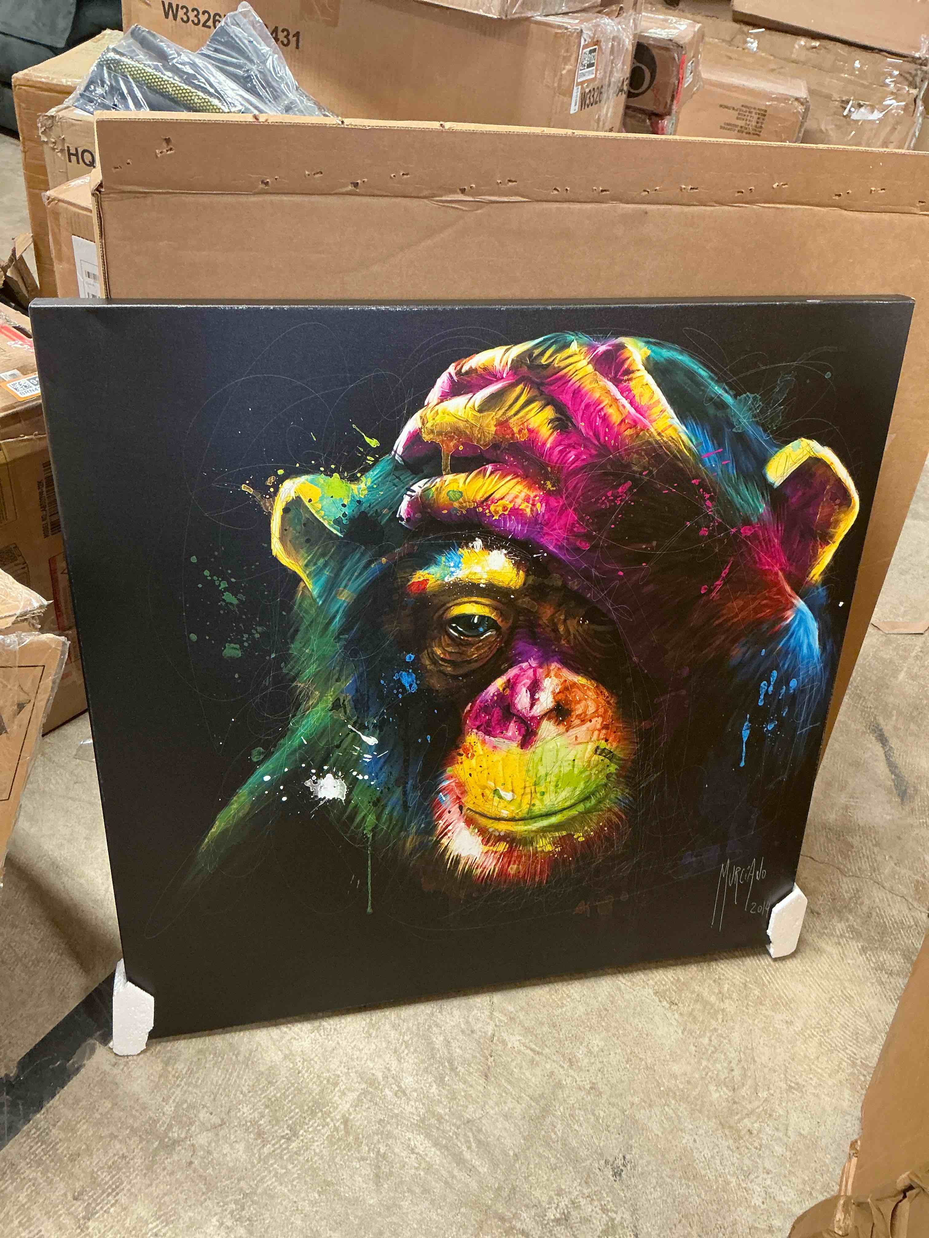 Condition photo showing New/Like New for osm art hand painted oil painting no framed handmade colorful year of monkey painting paintings on canvas modern animals picture wall pictures for living room