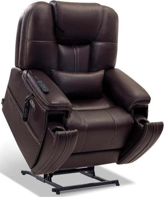 (incomplete - Box #3 only). EONIX Triple Motor Lay Flat Power Lift Recliner Chair for Elderly with Adjustable Headrest, 400lbs Electirc Lift Chair for Living Room, Lumbar Pillow, Extended Footrest, Dark Brown
