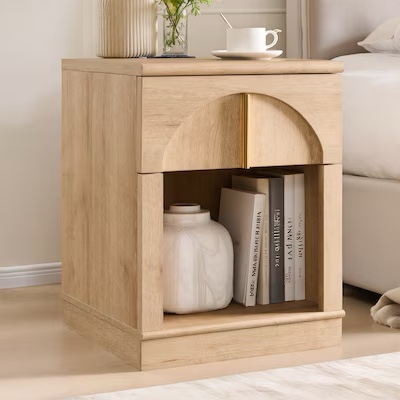 okd 18 inch modern night stand with arched panel wooden nightstand with charging station