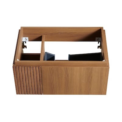 LOVMOR Brown Oak 30-inch Plywood Without Sink Bathroom Vanity Brown Oak Freestanding
