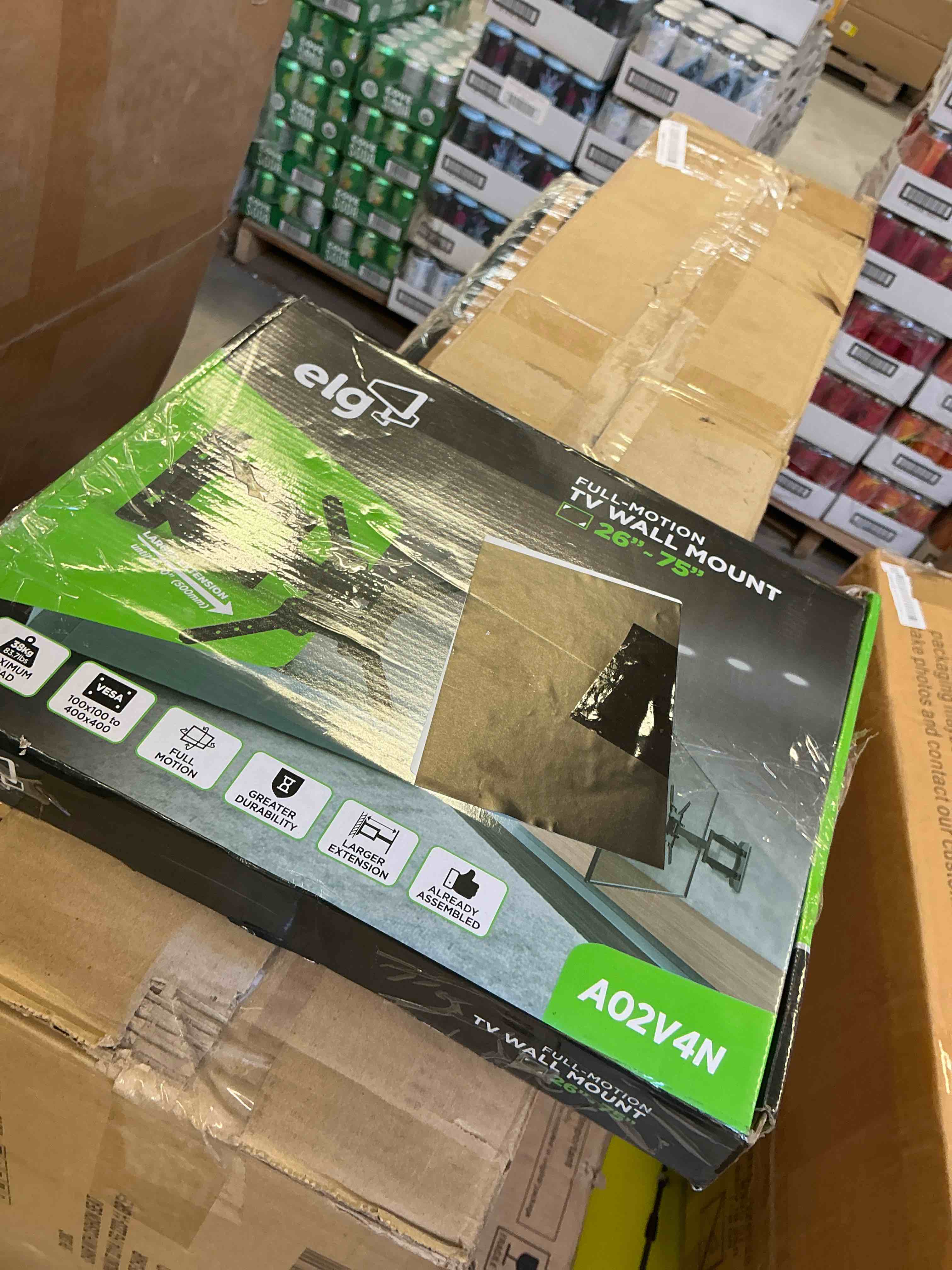 Condition photo showing Good Condition for elg full motion tv wall mount, ultra-slim 2.16" low profile, 19.7" extension, swivel & tilt, 26-65" screens up to 83.7 lbs, vesa 100x100 to 400x400mm, pre-assembled, steel, black