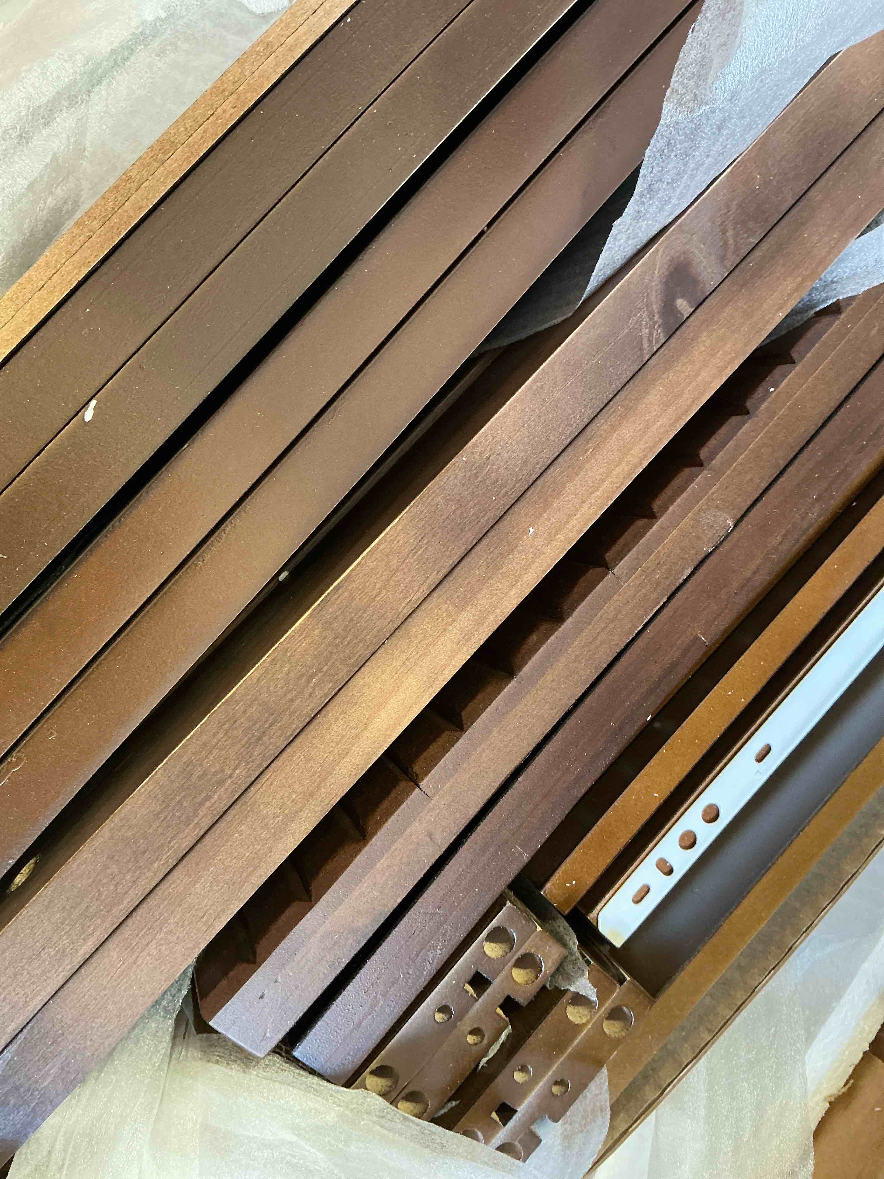 Condition photo showing Good Condition for fluted nightstand set ,walnut mcm side table with 2 drawers