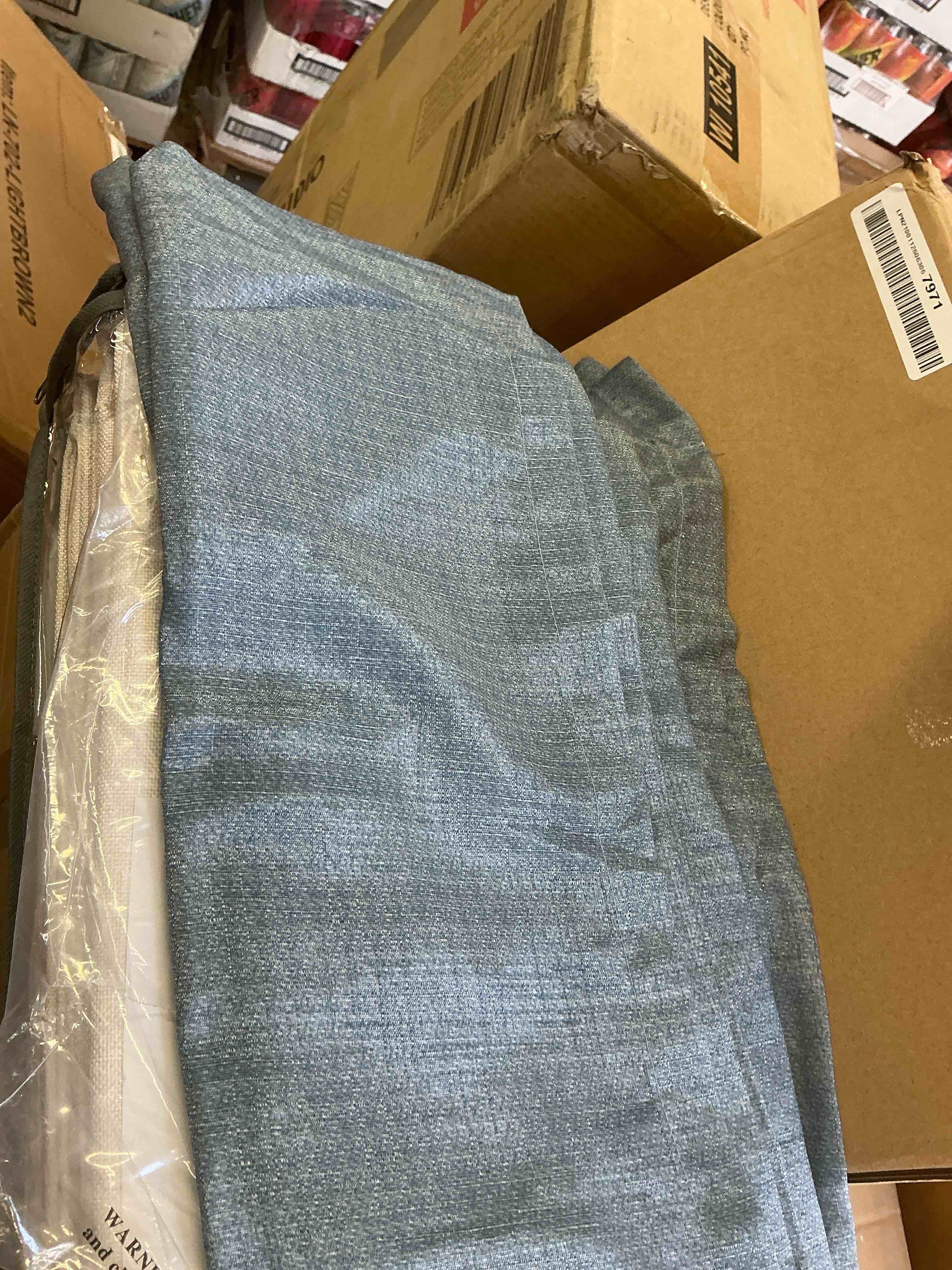 Condition photo showing Good Condition for reverie blue textured faux linen room darkening curtain