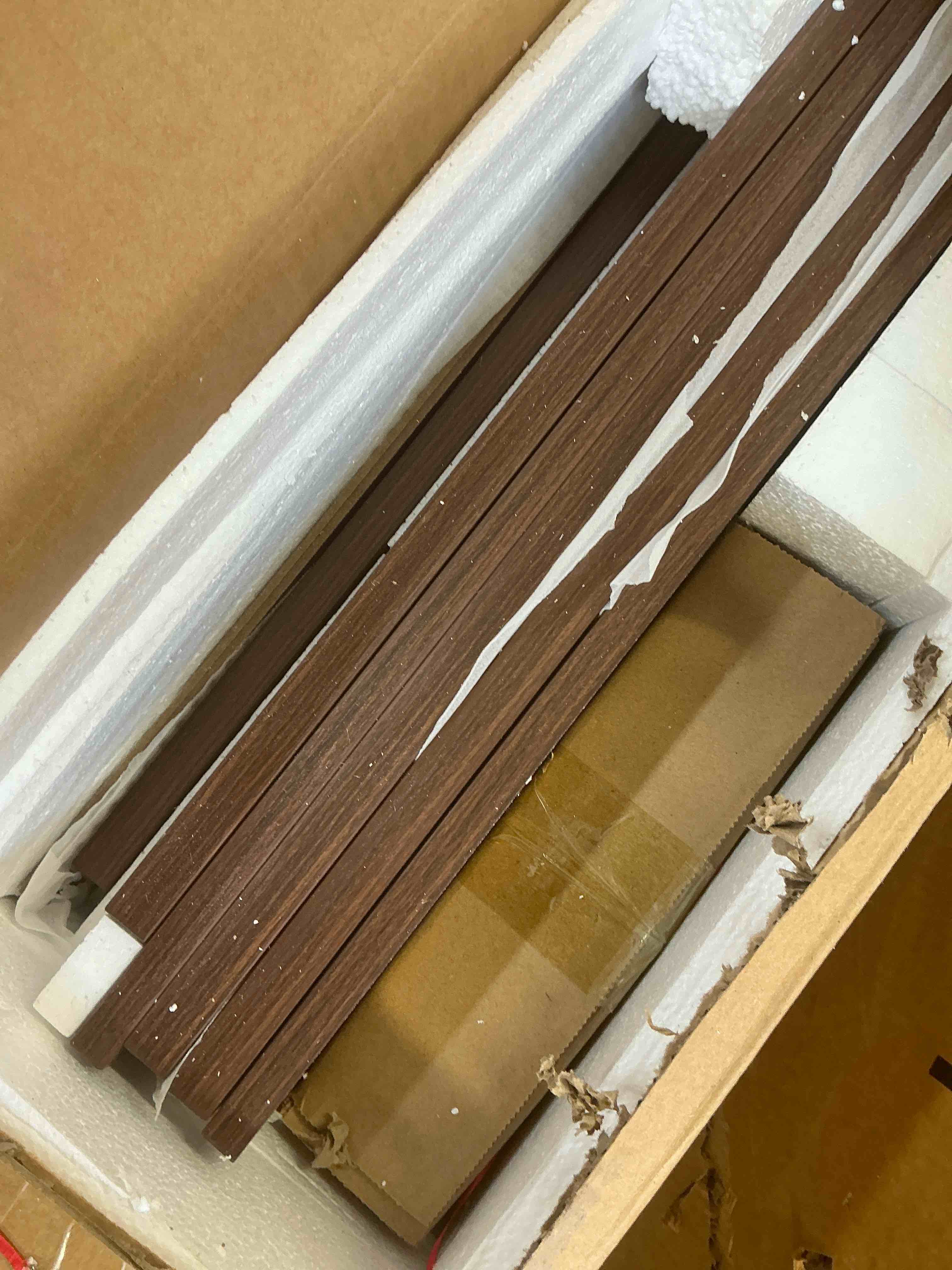 Condition photo showing New/Like New for ironck book shelf and bookcases with doors floor standing 6 shelf display storage shelves, 70.8" tall bookcase for home office, living room, mid-century modern, walnut brown