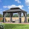 10 ft. x 12 ft. hardtop gazebo with steel double roof, aluminum frame with nettings and curtains gray (incomplete one box only)