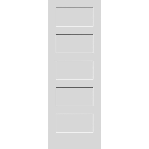 32" x 80" primed 5-panel equal panel interior shaker slab door