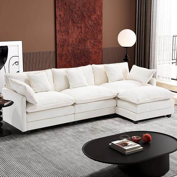 l shaped modern sofa modular sectional cloud couch with ottoman (incomplete one box only)
