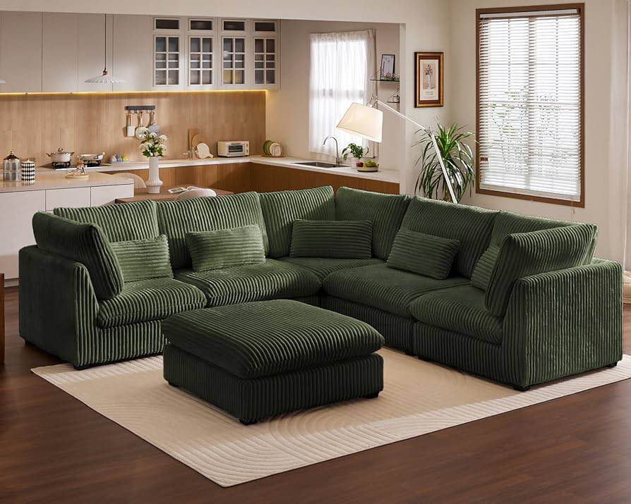 oversized corduroy couch modular sectional sofa (incomplete one box only)
