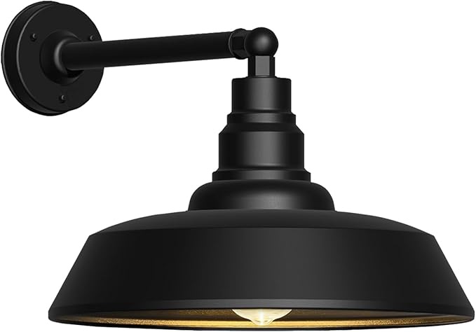 21" large outdoor barn light with gooseneck arm - farmhouse exterior light fixture wall mount, industrial outdoor wall light, great for patio and porch light
