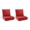 plushcore 22 in. x 24 in. x 6 in. 4-piece deep seating outdoor dining chair thick cushion set in red (2-set)