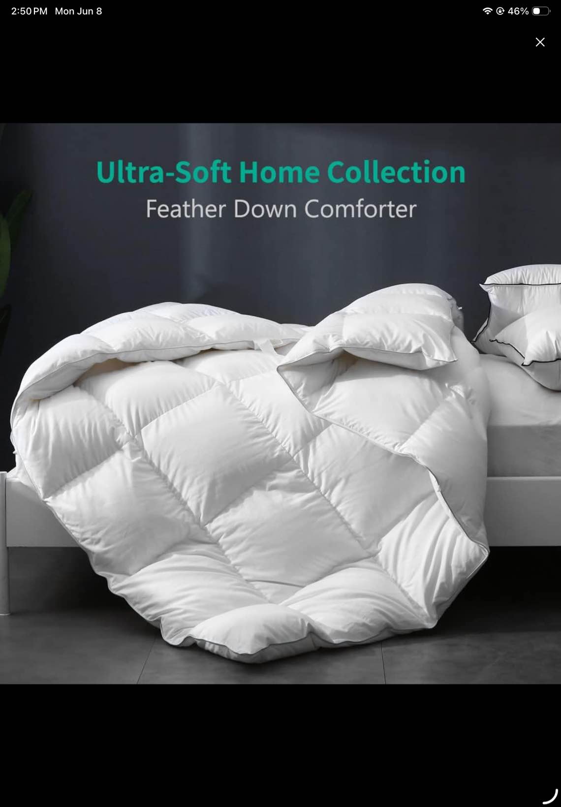 Condition photo showing As Is for apsmile luxury all season down feather fibers comforter full/queen size duvet insert - 100% organic cotton, high fill power medium warmth, (ivory white, 90x90) queen ivory white / medium warmth