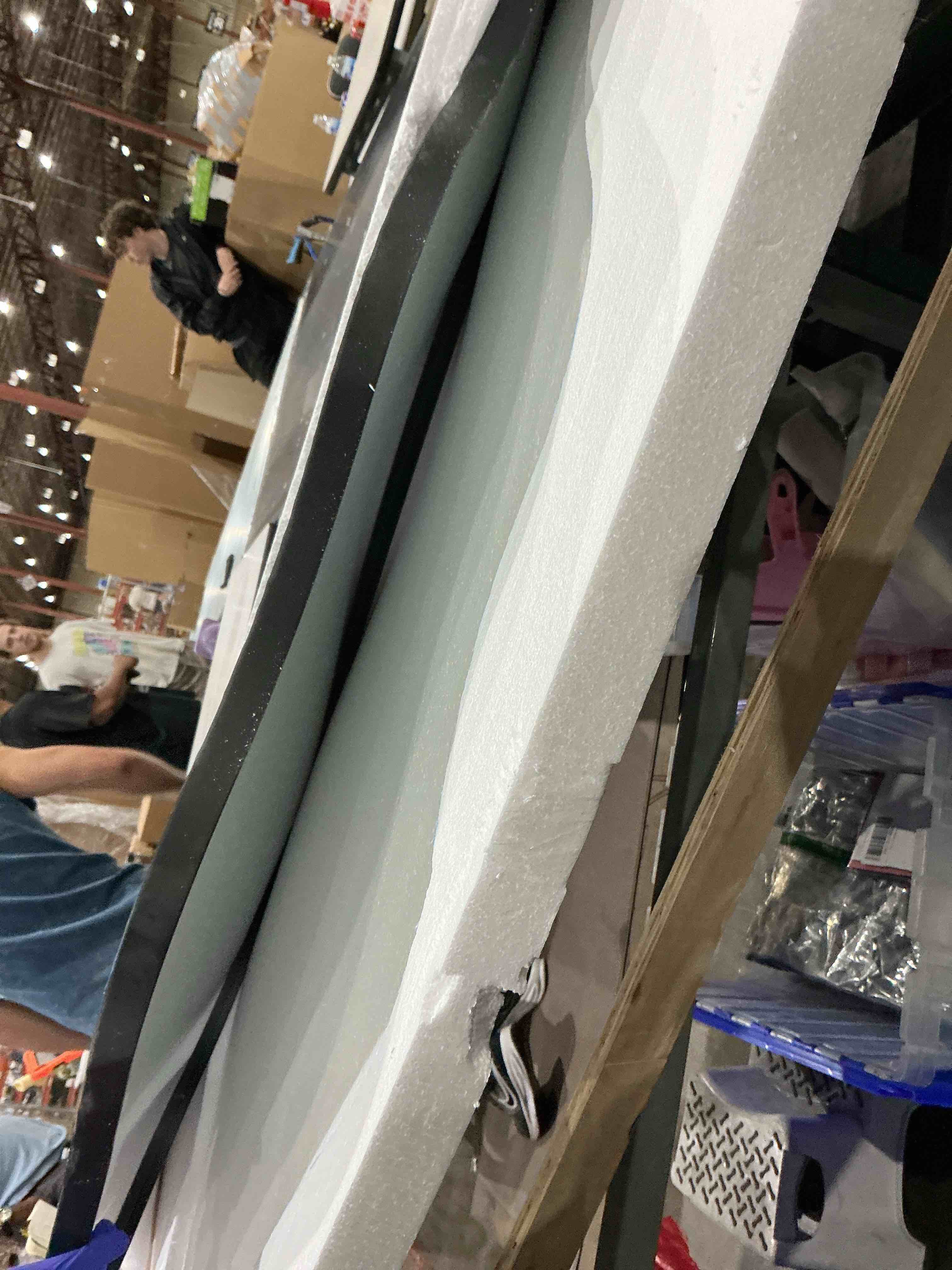 Condition photo showing Good Condition for irregular wall mirror, 47\"x22\" asymmetrical aesthetic mirrors with metal frame, modern organic shaped mirrors for living room bedroom hallway entryway, horizontal or vertical hanging black 47\"l x 22\"w
