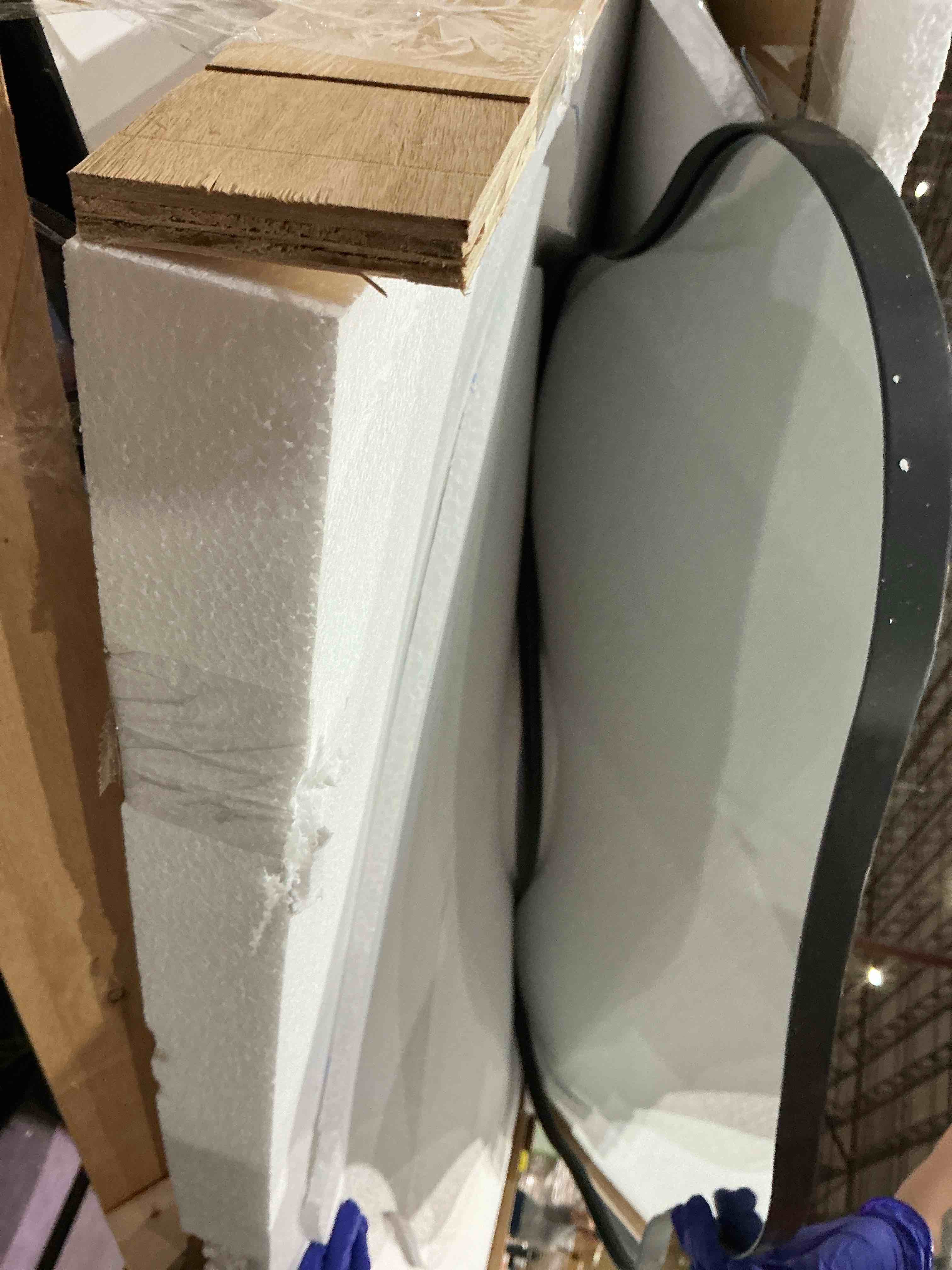 Condition photo showing Good Condition for irregular wall mirror, 47\"x22\" asymmetrical aesthetic mirrors with metal frame, modern organic shaped mirrors for living room bedroom hallway entryway, horizontal or vertical hanging black 47\"l x 22\"w