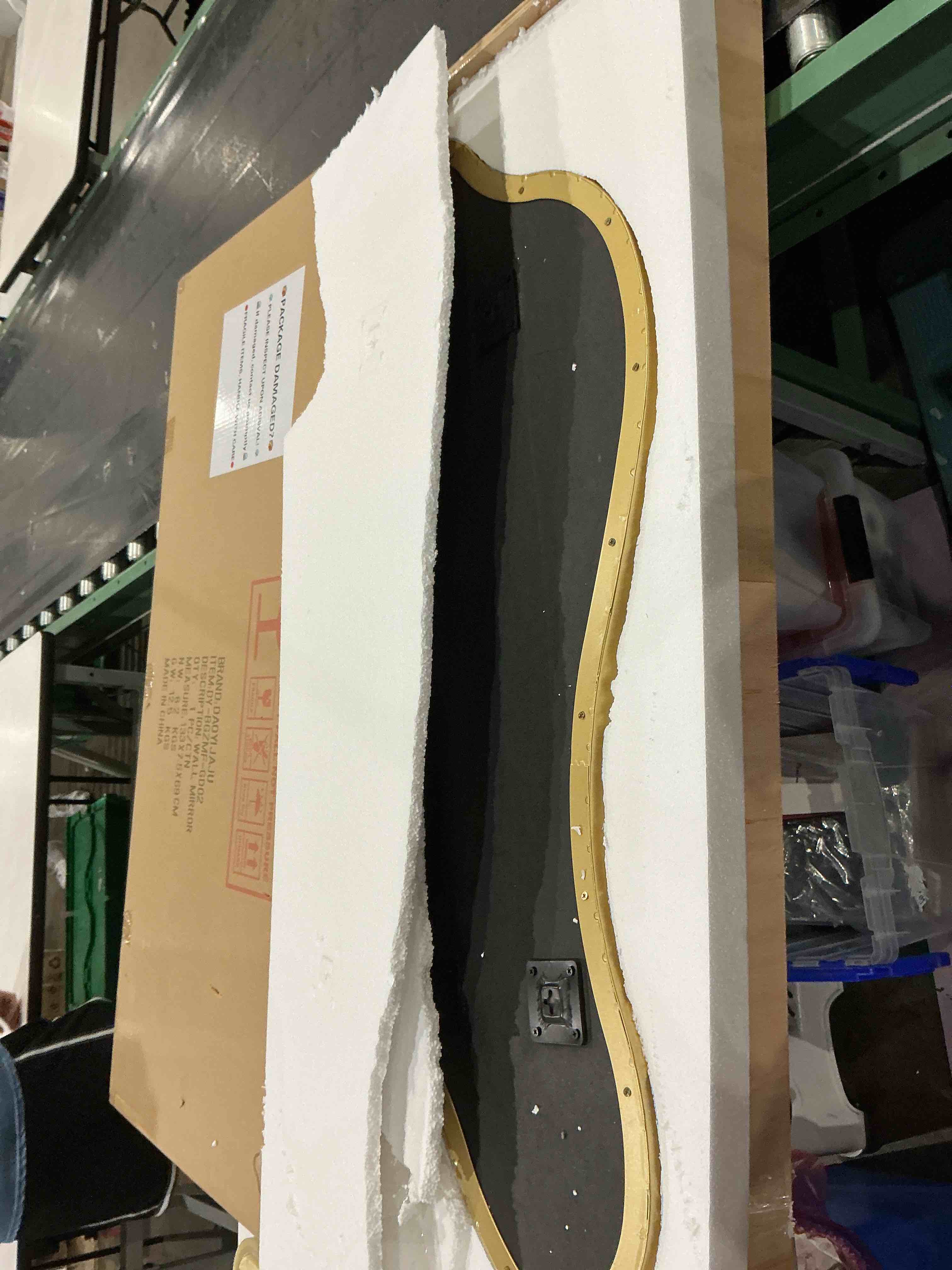 Condition photo showing Good Condition for irregular wall mirror, 47\"x22\" asymmetrical aesthetic mirrors with metal frame, modern organic shaped mirrors for living room bedroom hallway entryway, horizontal or vertical hanging black 47\"l x 22\"w