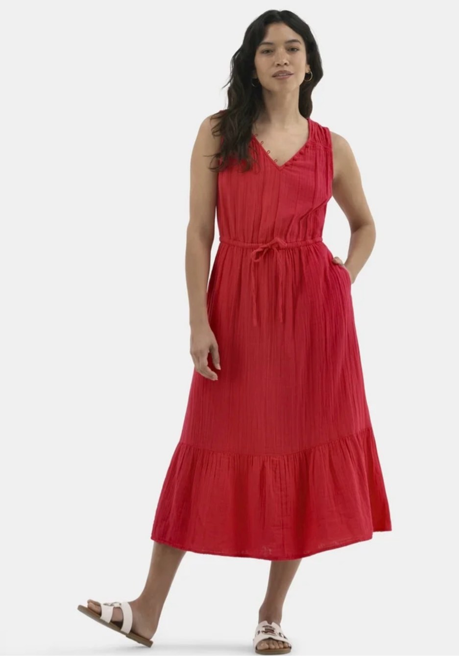 Time and Tru Women's Double Cloth Sleeveless Midi Dress, Sizes M