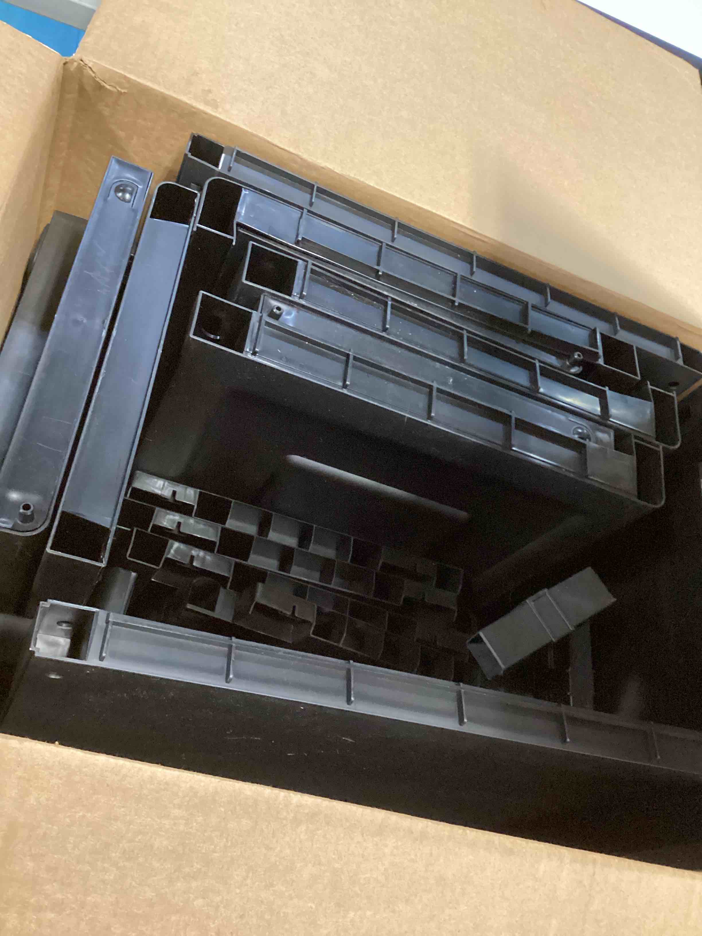 Condition photo showing As Is for hyper tough 4-shelf garage cabinet black