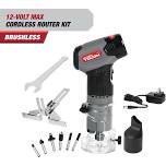 hyper tough 12v max lithium-ion brushless palm edge router with 1.5ah battery and charger
