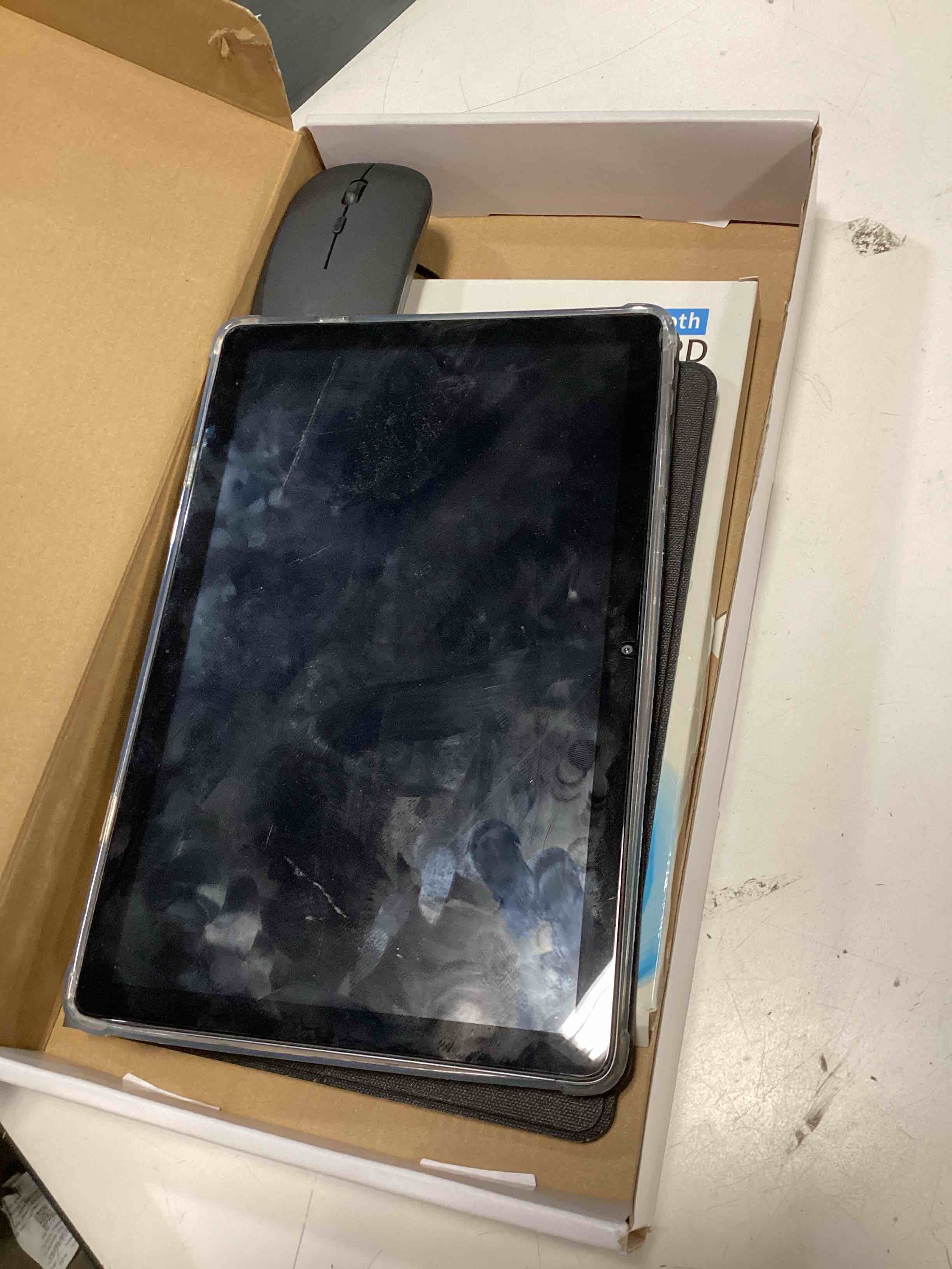 Condition photo showing As Is for byybuo 10.1 inch android 15 tablet bundle w/ keyboard case, mouse & stylus - 12gb ram (3+9), 128gb+1tb, octa-core, 6000mah, ips hd screen