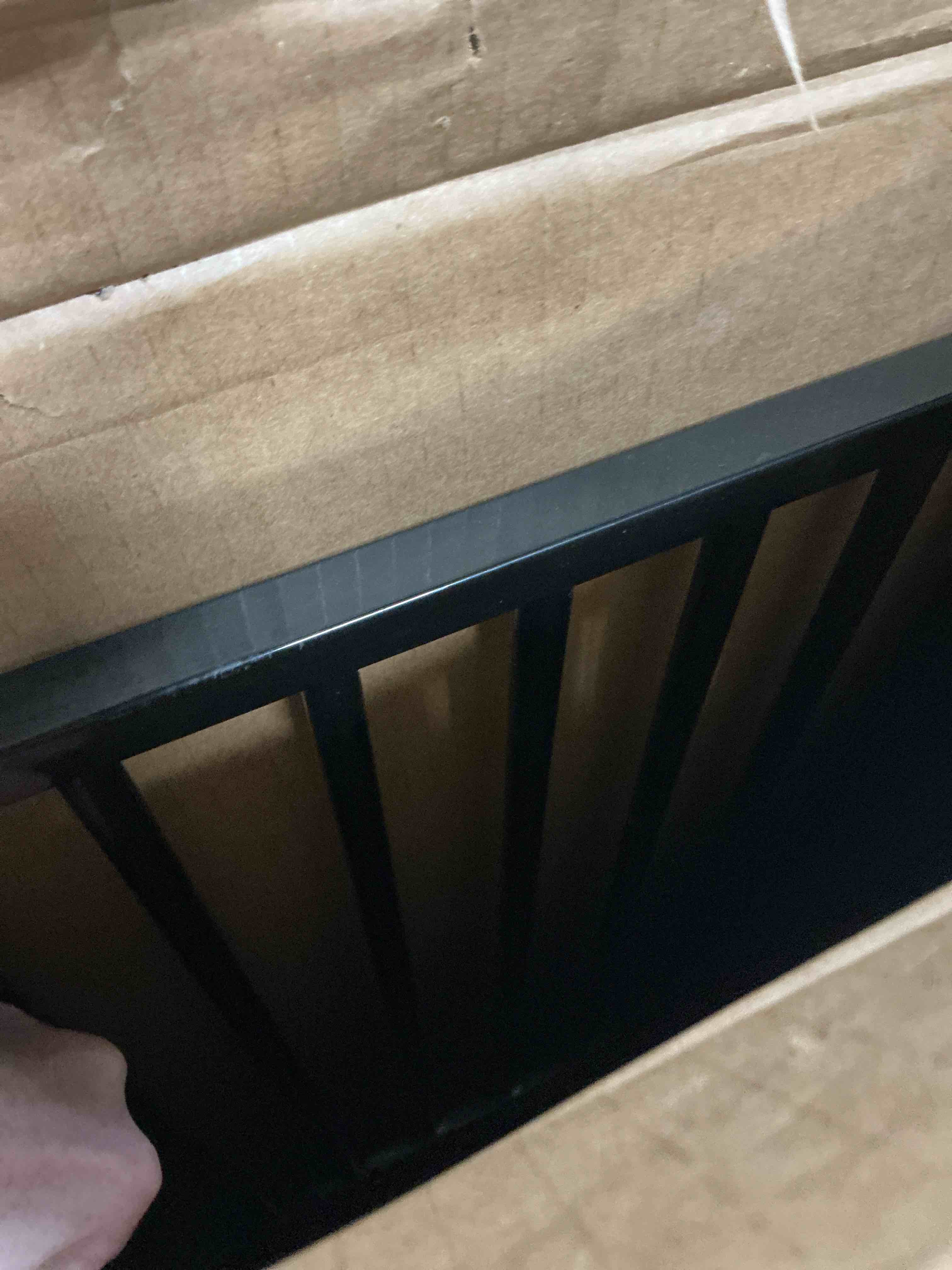 Condition photo showing As Is for no pawblems 55.1" extra tall pet gate for cat/dog, 29.9-44.4" wide auto close tall cat gate, no drilling pressure mounted for doorways/hallways, 1.37" narrow bar spacing, black black - s 55.1" tall, 29.9-44.4" wide