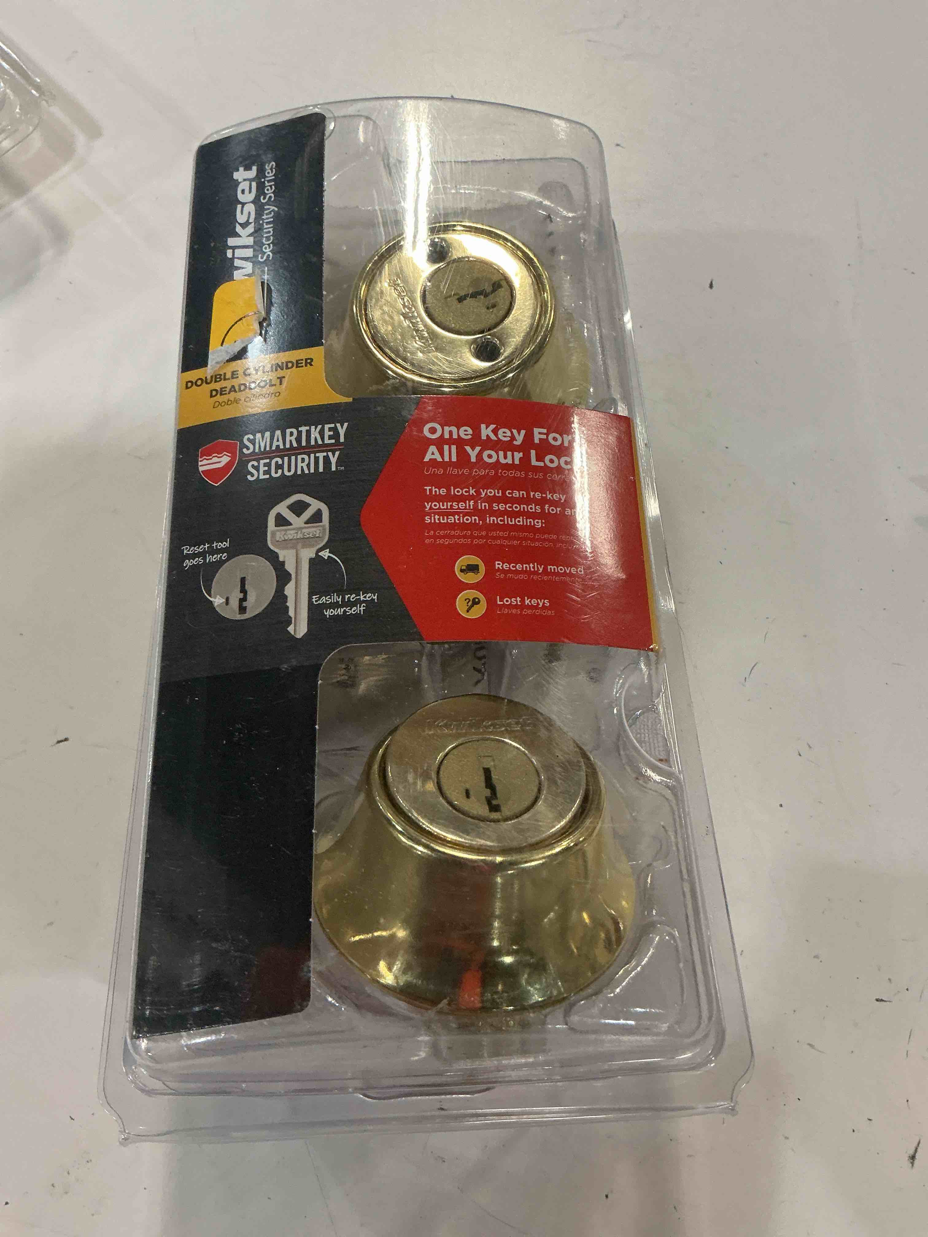 Condition photo showing Good Condition for kwikset 665 3 smt cp rcal rcs k6 security double-cylinder deadbolt  polished brass - quantity 1