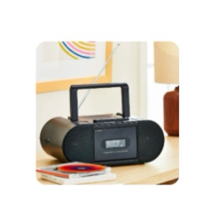 onn. portable cd/cassette boombox with bluetooth wireless technology  black
