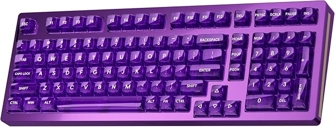 kutethy KY98 Wireless Mechanical Keyboard with Transparent Keycaps,Full Aluminum CNC,Hot-swappable,Pre-lubed Linear Switches,Gasket Structure,RGB Backlit,OLED Screen,BT5.0/2.4G/USB-C Wired (Purple)